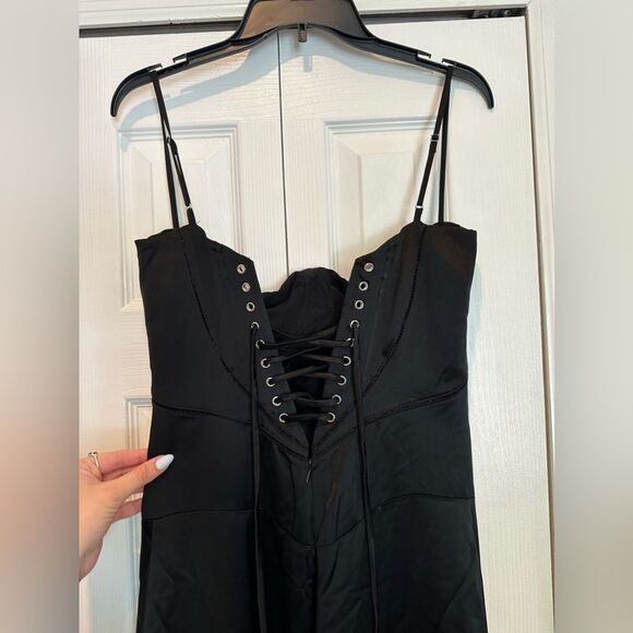 House of CB Anabella Dress—Long Black Formal Corset Tie Contemporary Chic - Picture 4 of 10